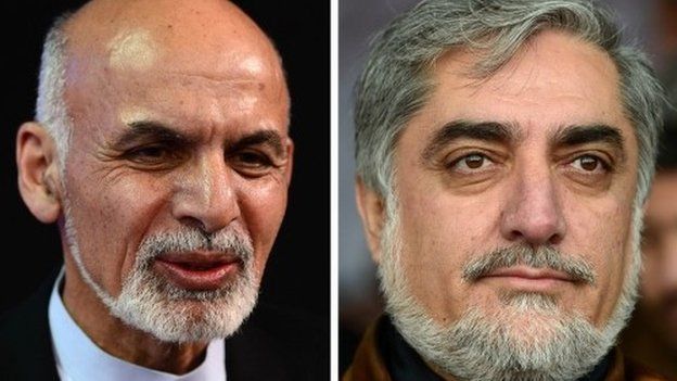 Ashraf Ghani (left) and Abdullah Abdullah (right)