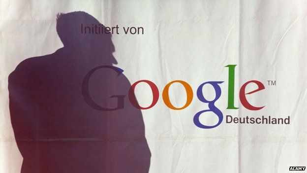 Shadow falls over a banner saying "Google Deutschland"