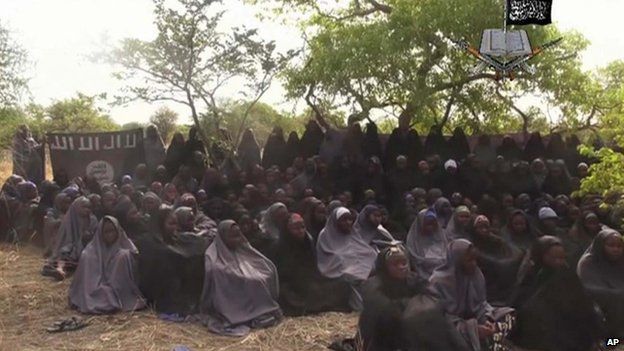 Screen grab of video released by Boko Haram showing abducted Nigerian schoolgirls (12 May 2014)