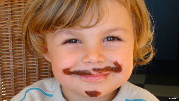 Child with nutella moustache