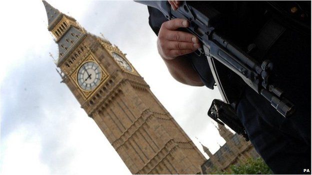 Armed police at Parliament