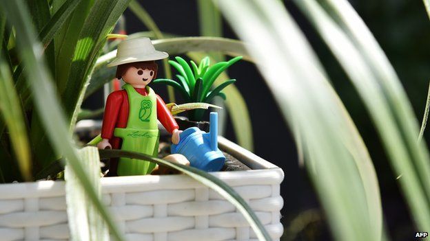 Playmobil figure at Chelsea Flower Show