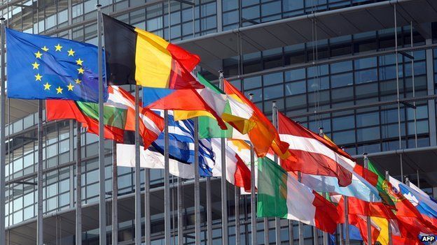 EU countries' flags, Strasbourg - file pic
