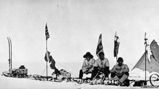 File photo: Robert Falcon Scott's sledge party, which reached the furthest southern latitude on his national Antarctic expedition, celebrating Christmas. Lieutenant Ernest Shackleton, left, Captain Robert Falcon Scott, centre, and Dr Edward Adrian Wilson, right. Photo published 1903