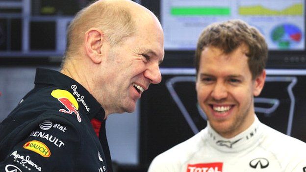 Aidrian Newey (left) with Sebastian Vettel
