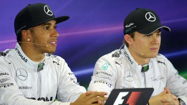 Mercedes drivers Lewis Hamilton and Nico Rosberg