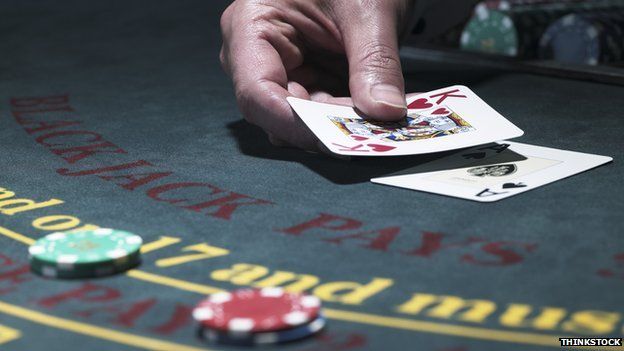Cards on a blackjack table