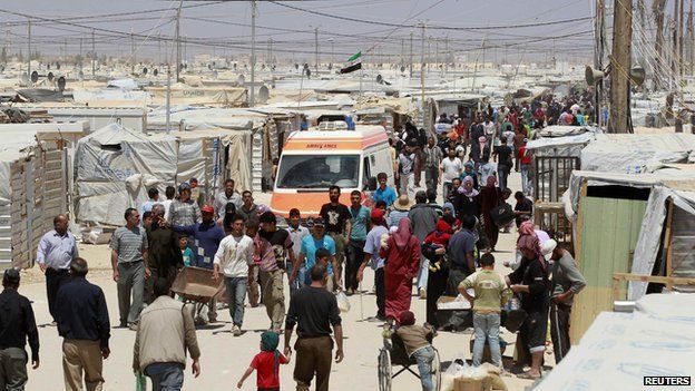 Syrian refugees at Jordan's Al Zaatri camp
