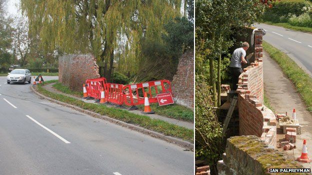 Crinkle crankle wall, Easton, Suffolk