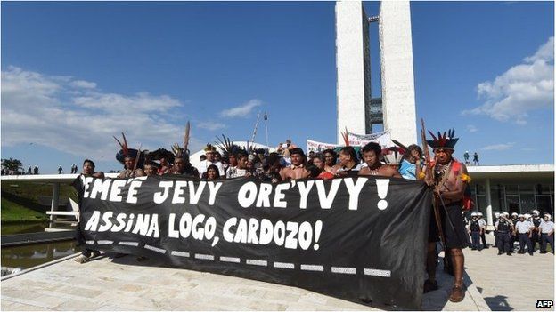 Indigenous protest in Brasilia, Brazil