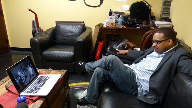 Rashad Richey - "Mouth of the South" - watching the speech at WAOK Radio Station in Atlanta