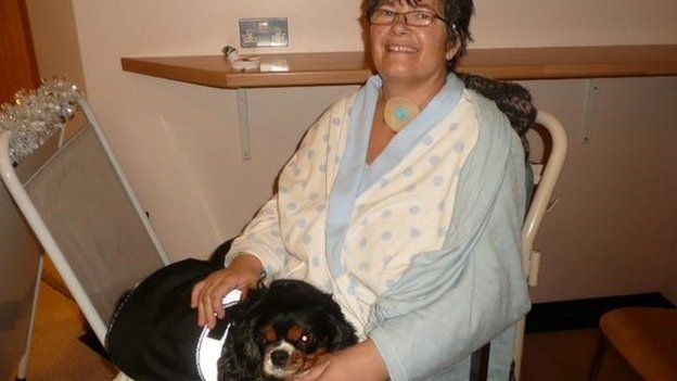 Sarah Leonard with her dog, Meggie