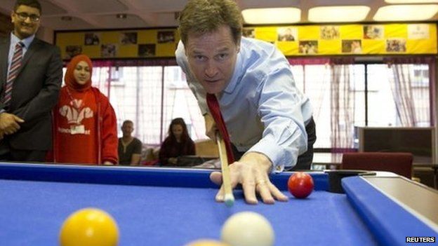 Nick Clegg during a visit to a youth centre on Tuesday