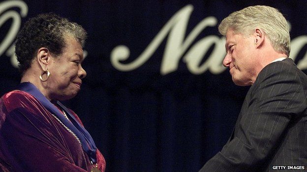 Maya Angelou and Bill Clinton