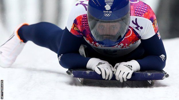 Lizzy Yarnold Sochi 3012 Winter Olympic doing a Skeleton run