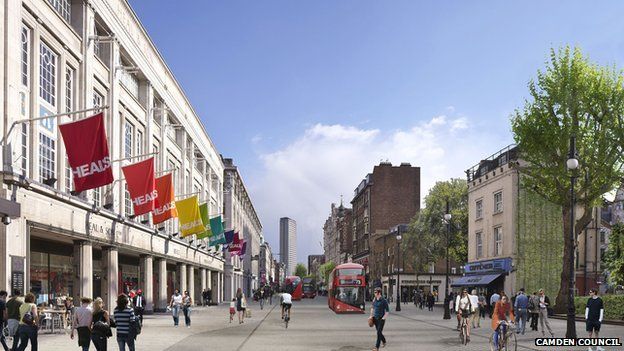 An artist's impression of improvements to be made on Tottenham Court Road