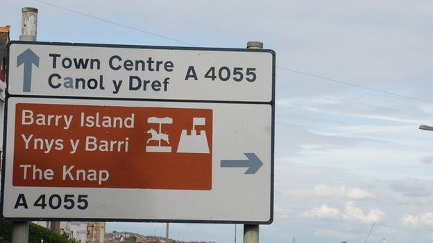Road sign in Barry