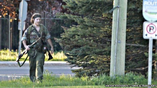 A heavily armed man identified as Justin Bourque walked in Moncton, New Brunswick, on 4 June 2014