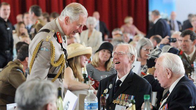 Prince Charles talking to veterans