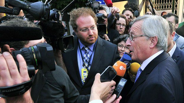 Jean-Claude Juncker speaking to journalists, file pic