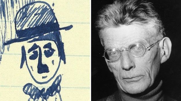 Charlie Chaplin doodle and Samuel Beckett