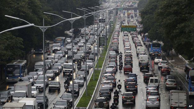 Traffic jam during Sao Paulo strike, Friday