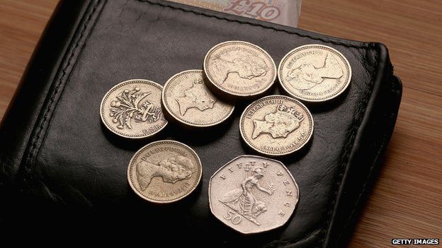 Coins totalling £6.50, the new minimum wage from October