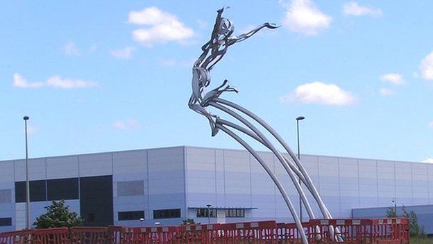 'Leaping Man' statue of Greg Rutherford in Milton Keynes