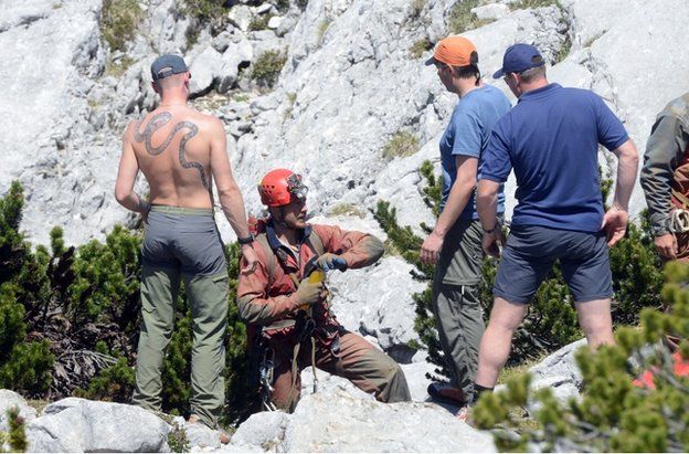 Cave rescuers on the Unterberg mountain, southern Germany, 11 June
