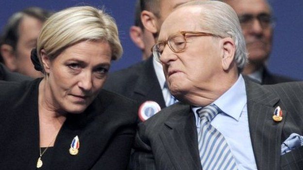 File pic from 2011 of Marine Le Pen with father Jean-Marie Le Pen