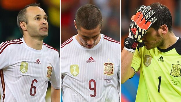 Iniesta, Torres & Casillas look dejected after losing 5-1 to Netherlands