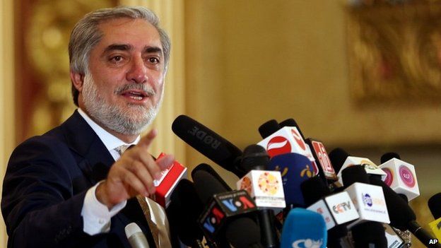 Dr Abdullah Abdullah speaks during a campaign rally in Kabul - 22 May 2014