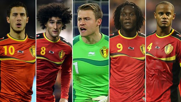 Belgium's golden generation - Eden Hazard, Marouane Fellaini, Simon Mignolet, Romelu Lukaku, Vincent Kompany
