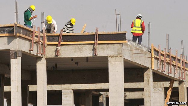 Construction workers in Riyadh, Saudi Arabia. Oct 2013
