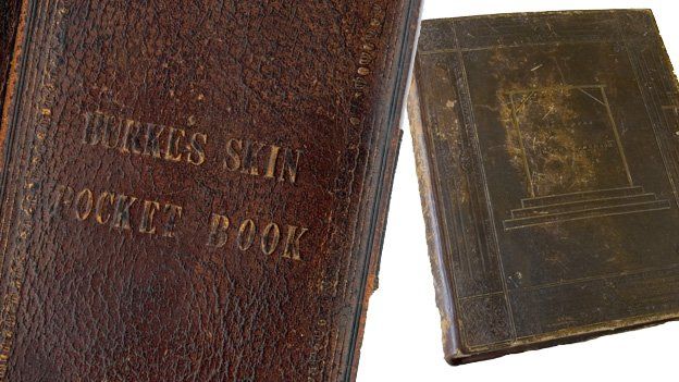 Two books bound in human skin