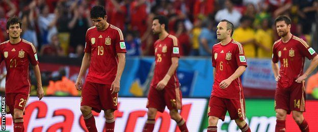 Spain cut a dejected team during their defeat by Chile