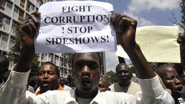Kenyans take part in a demonstration in Nairobi on 17 February 2010