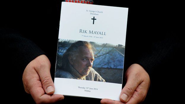 Order of service at Rik Mayall's funeral