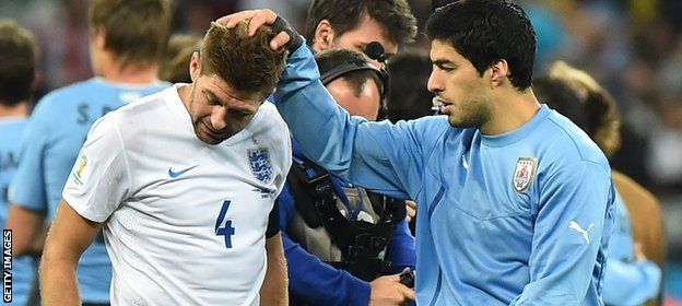 World Cup: England v Uruguay - Luis Suarez and Steven Gerrard