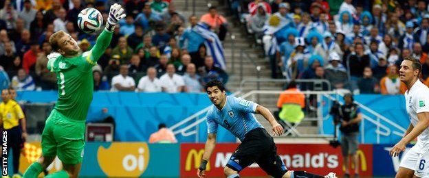 World Cup: England v Uruguay - Luis Suarez puts Uruguay 1-0 ahead