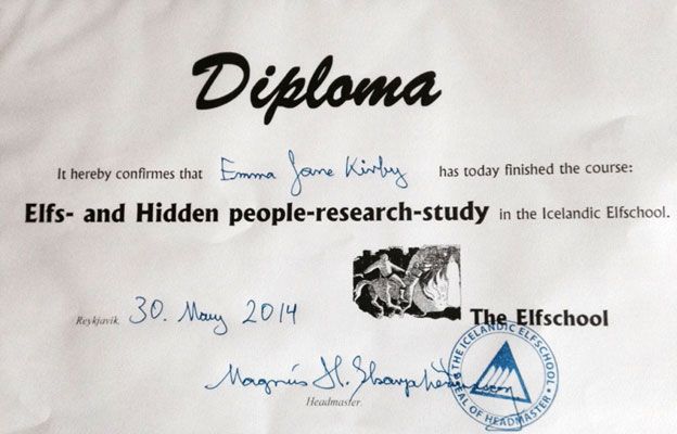 Emma Jane's diploma from elf school