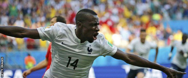 Blaise Matuidi celebrates scoring for France against Switzerland