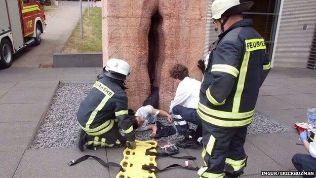 Firefighters rescue man stuck inside stone vagina