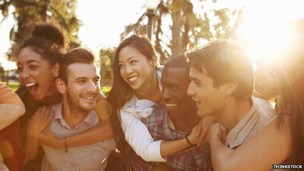 group of people laughing