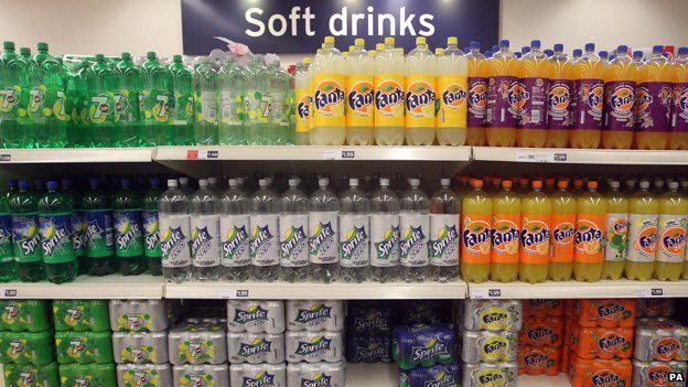 Soft drinks in a supermarket