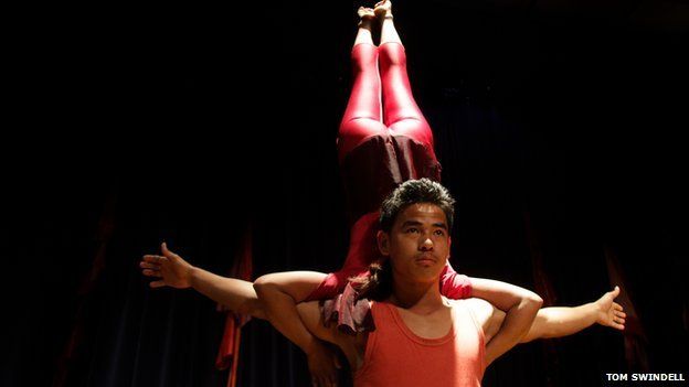 Bijaya Limbu performs with Kathmandu Circus