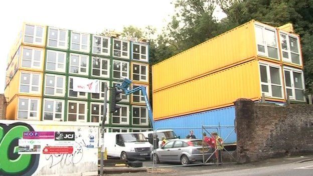 Shipping containers at the Richardson's Yard site