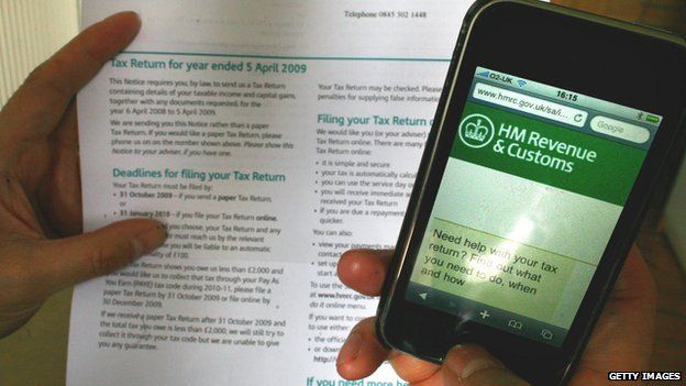 HMRC tax document and mobile website