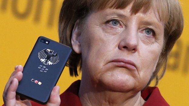 Angela Merkel with phone