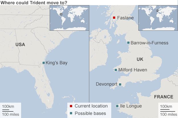 Map of where Trident could end up